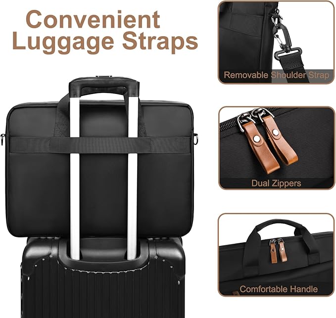 ESTARER Laptop Bag 17-17.3 Inch, Computer Bags for Men Water-resistant Nylon Laptop Case Slim Laptop Sleeve Fits Hp/Dell/Asus/Lenovo/Acer, Black