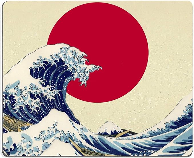 Gaming Mouse Pad,Japanese The Great Wave Off Kanagawa Mouse Pad Non-Slip Rubber Base Mouse Pads for Computers Laptop Office, 9.5"x7.9"x0.12" Inch(240mm x 200mm x 3mm)