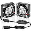 AmRunJe 40mm USB Fan 2pcs, 5V Mini Cooling Brushless Fan with Speed Control
