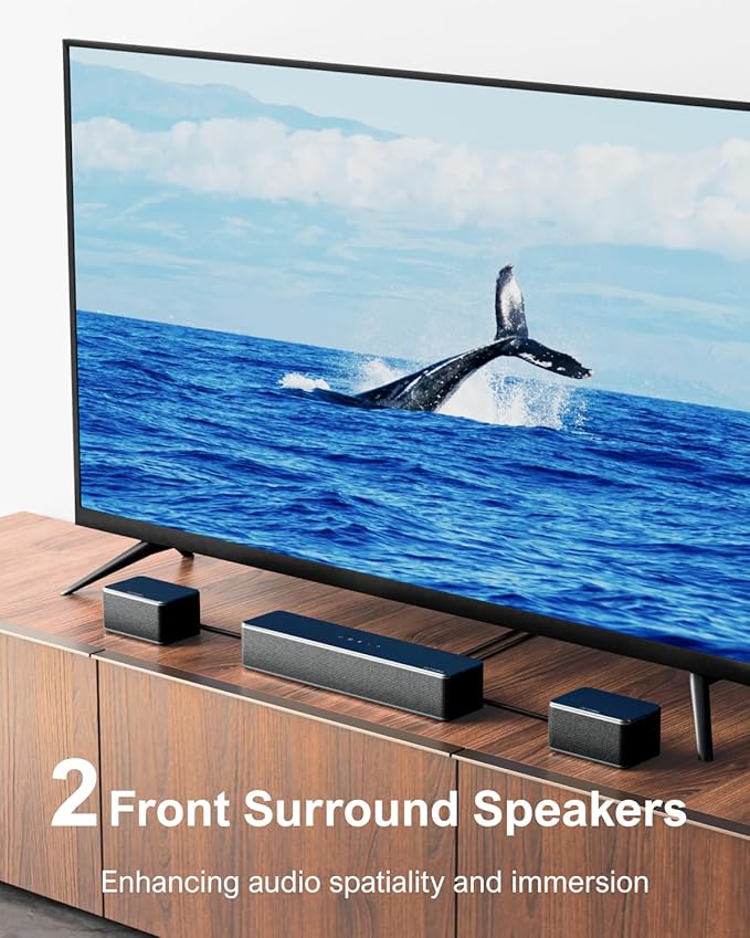 ULTIMEA 7.1ch Soundbar with Wireless Subwoofer, Virtual Surround Sound System for TV, App Control, 410W Peak Power, Sound bar for TV, 4 Wired Surround Speakers, Home Theater Sound System Poseidon D70