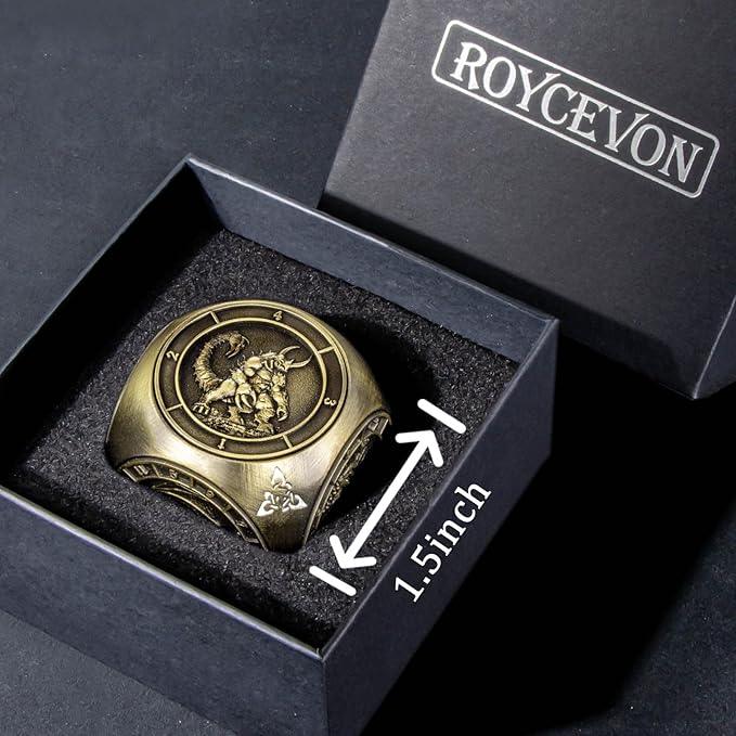 7 in 1 D6 Spinner DND Dice Set D&D, Metal Cube D and D Dice with Gift Box, Dungeons Dragons Role Playing Dice, Bronze