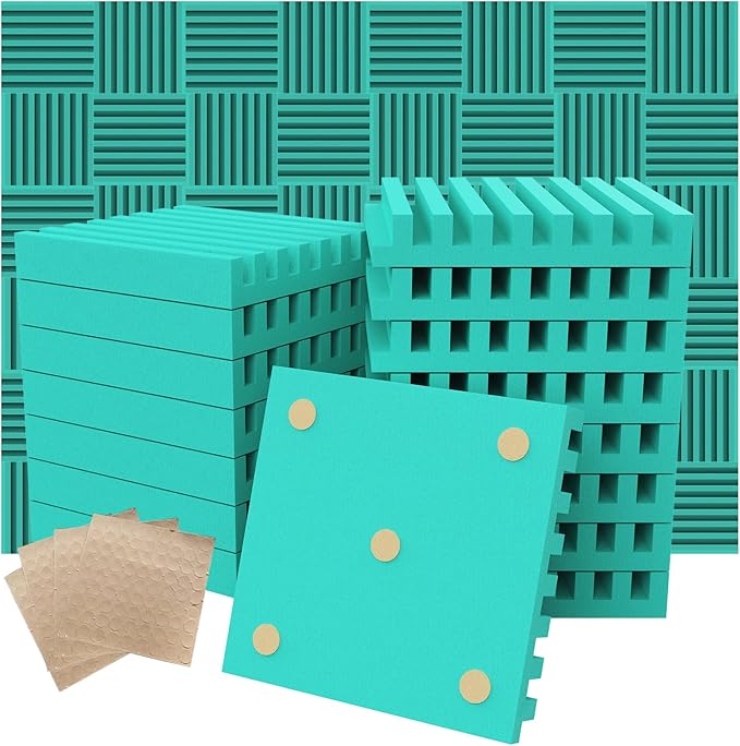 Sound Proof Foam Panels for Walls,Soundproof wall panels,Acoustic Foam Panels Insulation Studio Soundproofing Fire Resistant Noise Absorbing for Studio, Office, Home Blue(DK-L 12" X 12" X 1", 30PACK)