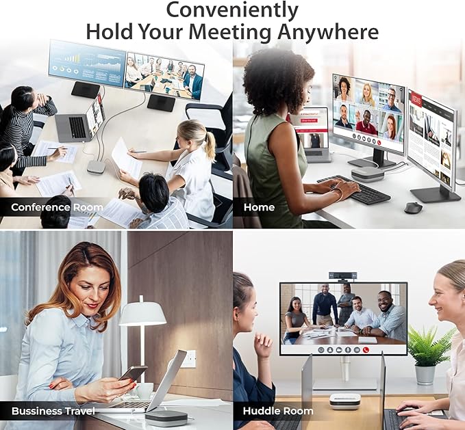 j5create USB-C Dual 4K Speakerphone Dock Pro, Dual 4K HDMI Audio Dock for Video Conference, USB-A x 2, USB-C, Gigabit ethernet, Pass-Through Charging - Works with Teams, Zoom (JCDS337)