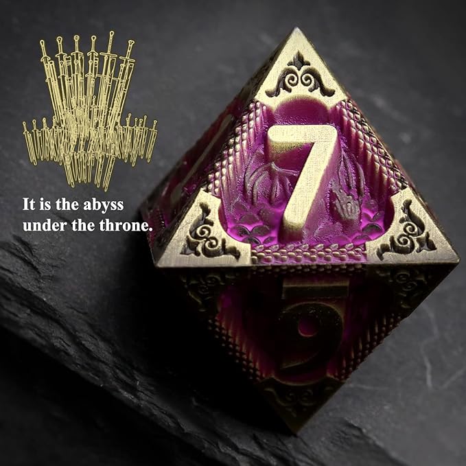 Haxtec Metal Dice Set Purple Black Dragon Pattern Metal DND Dice with Leather Dice Bag Polyhedral D&D Dice Compatible with Dungeons and Dragons TTRPG Gifts