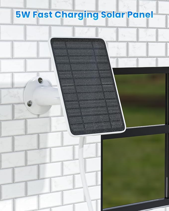 5W Solar Panel for Ring Camera, Solar Panel Charger Compatible with Ring Spotlight Plus/Pro Stick Up Outdoor Cam Battery, 10ft Cable with USB-C to Barrel Plug Adapter & Micro-USB Adapter, 2 Pack