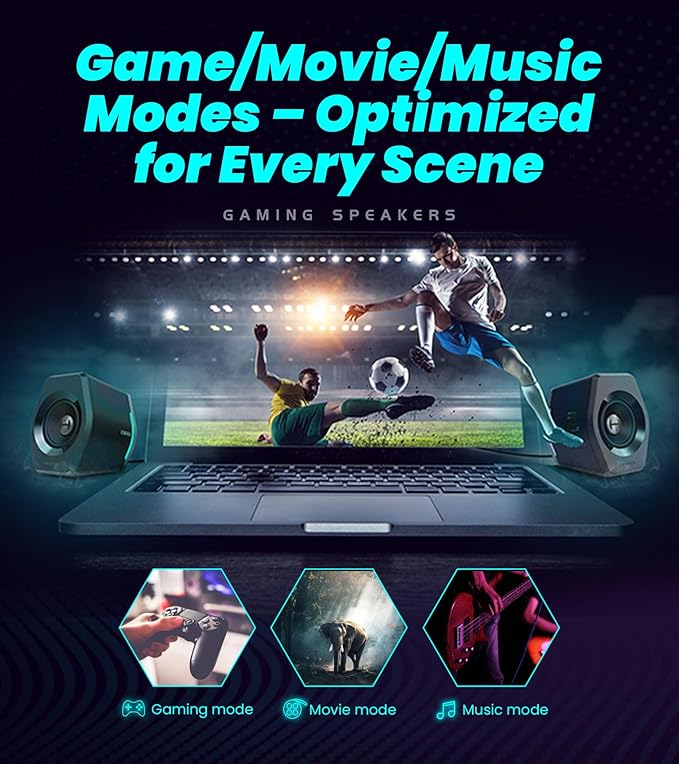 Edifier Hecate RGB Gaming Speakers, 32W Peak Power, Bluetooth 5.1, Game/Movie/Music Modes, 12 RGB Lighting Effects, Compact Design for PC/PS4/Desktop - Red