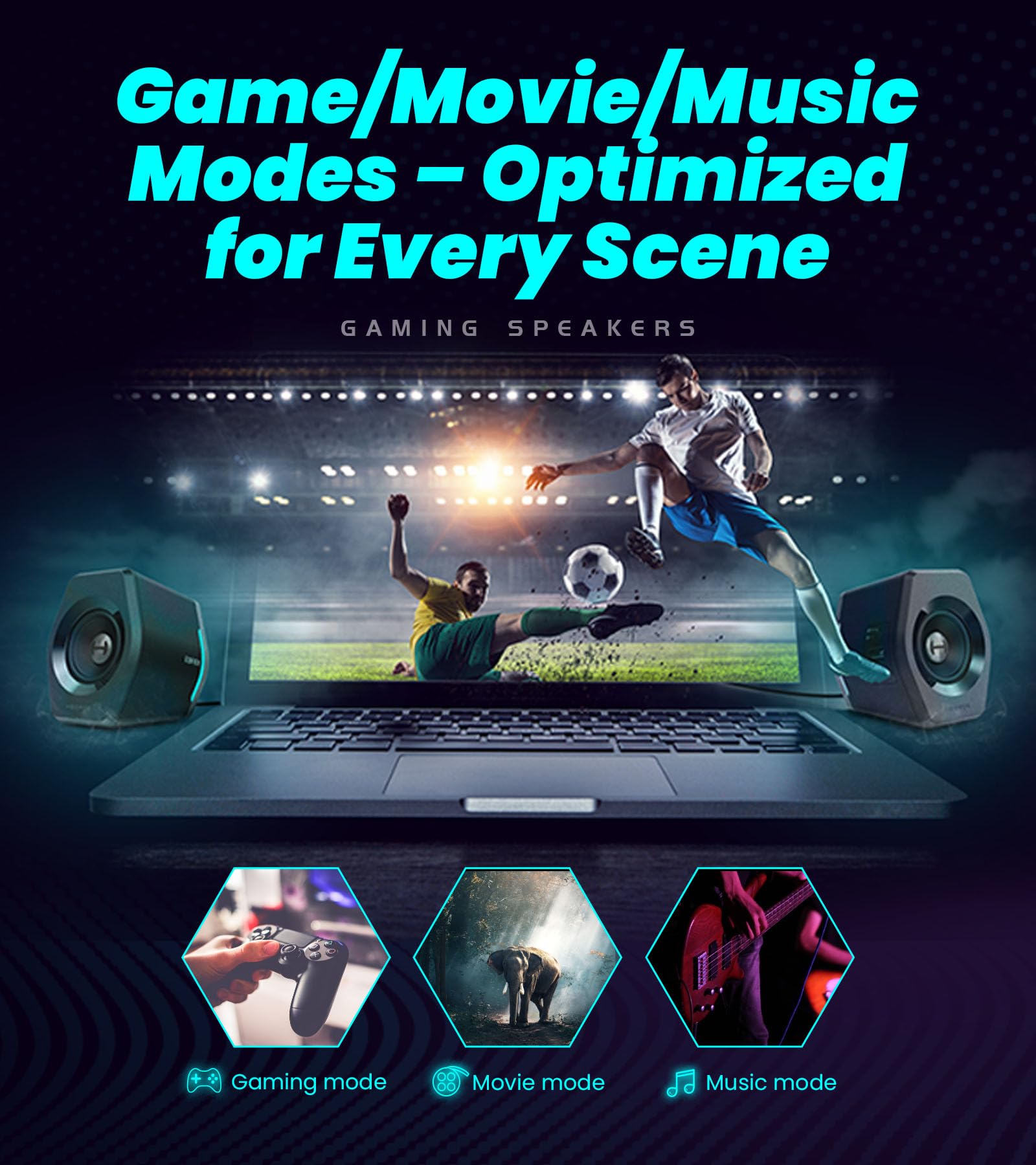 Edifier Hecate Gaming Speakers RGB, 32W Peak Power, Compact Design for PC/PS4/Desktop, Bluetooth 5.1, 3.5mm AUX, Game/Movie/Music Modes, 12 RGB Lighting Effects - Pink