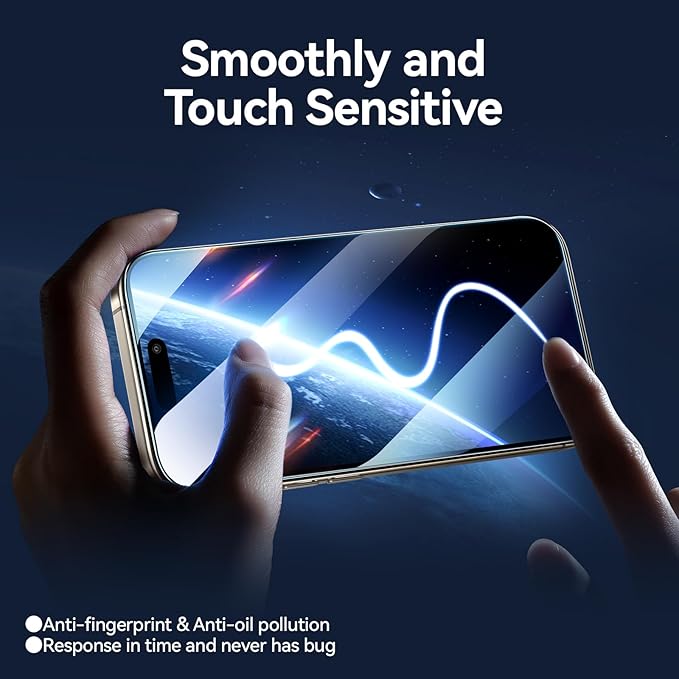 SMARTDEVIL 2PACK Privacy Screen Protector for iPhone 15 Shatterproof Tempered Glass [True 28°Anti Spy] [9H Hardness] [Auto Dust-Elimination Install], [Bubble Free]