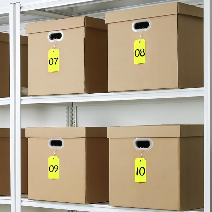 100Pcs Shipping Tags with Wire Ties Plastic Hang Tags for Labeling Blank Tags with Holes Waterproof Equipment Moving for Outdoors Auto Parts Luggage Garage Inventory(Yellow, 4 3/4" x 2 3/8")
