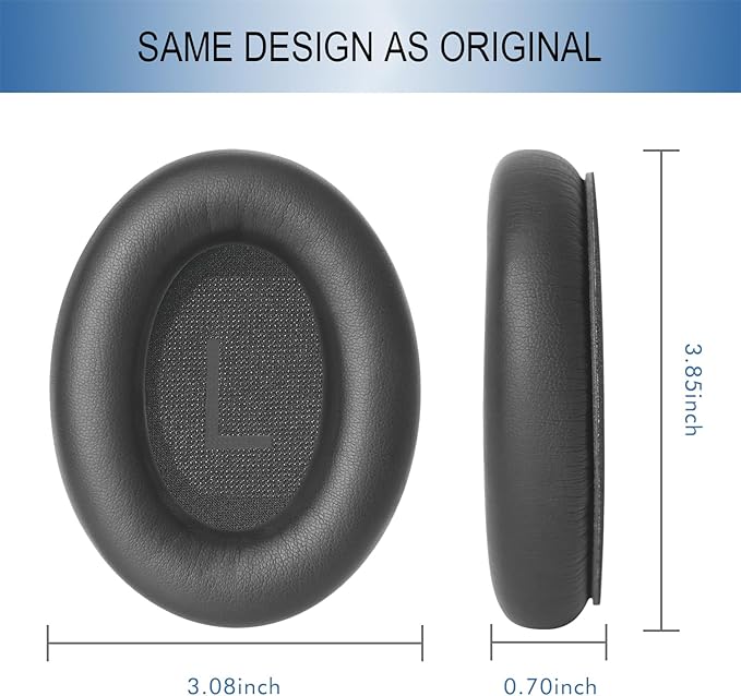 GEVO Replacement Ear Pads for Bose QC45, Ear Cushions for Bose QuietComfort 45 (QC45) & Quiet Comfort SE (QC SE) Headphones, Earpads with Softer Leather Noise Isolation Foam (Gray)