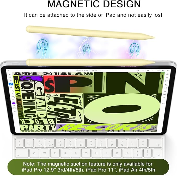 Pen for iPad 2018-2025, HATOKU 15 Mins Fast Charging Pencil 1st Gen with Tilt & Palm Rejection Compatible with iPad Air 3/4/5/M2/M3, iPad mini 5/6, iPad 6/7/8/9/10/11, iPad Pro 11"/12.9"/M4 (Yellow)