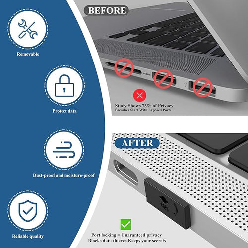 105 PCS USB Port Blockers with 10 Locks for PC, Laptop Removable Type-A Data Protection,Dust & Moisture Resistant Shield（Mixed Colors Packs Svailable for Port Sorting）