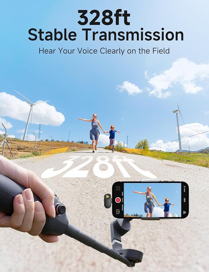 MAONO WAVE T1 Mini Wireless Lavalier Microphone for iPhone Android Tablet PC with Noise Cancellation, AI Voice Filter, 30H Used with Charging Case, USB-C/Lightning Plug for Video Recording Vlog TikTok
