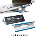 Steepy Low Profile Stand - 3 Heights Computer Riser - Lightweight Laptop Lift and Tilt Wedge - Plastic Angle Prop (Blue, 10 Pack)