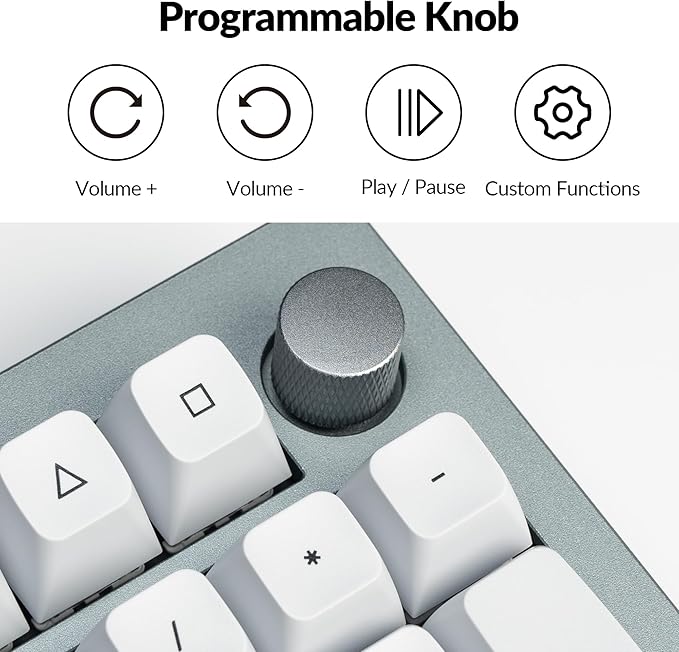 Keychron Q5 Pro QMK/VIA Wireless Custom Mechanical Keyboard, 96% Layout with Programmable Knob, KSA Double-Shot PBT Keycaps with Hot-swappable K Pro Brown Switch for Mac Windows Linux - Gray
