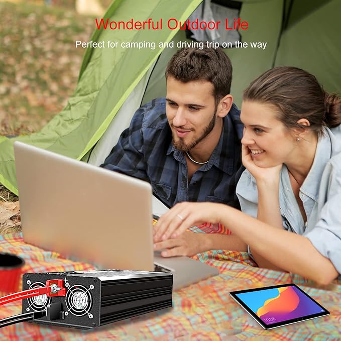 Xijia 2000W Pure sine Wave Power Inverter (Peak Power 4000W) dc 12v to 110v/120V ac 60HZ LCD-Display Bluetooth Remote Control,2 AC Outlets for RV, Camping, Boat,Outdoor