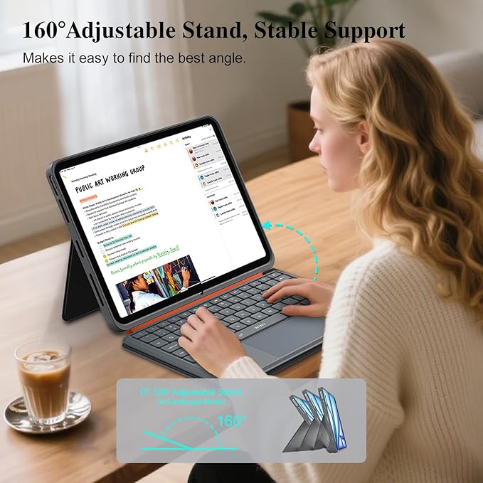 iPad Air 11 inch Case with Keyboard (M3 M2 2025 2024),Pro 11,iPad A16 11th/10th,Flex Magnetic Detachable Keyboard with Trackpad,Backlit Keys,Adjustable Stand,Slim for Air 5th/4th Gen 10.9 inch (Gray)