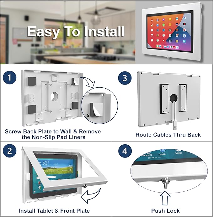 TABcare Locking Anti-Theft Metal Case for iPad Pro 13" for Kiosk, POS, Store, Show Display, Time Clock (White, iPad Pro 13)