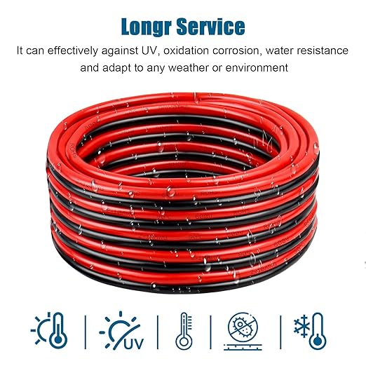 10 Gauge Wire 2 Conductors Copper Wire, 10 AWG Battery Cable Oxygen Free Copper Wire for Solar Panel, Automotive, Trailer, RV and Speaker (10 Gauge 100FT)