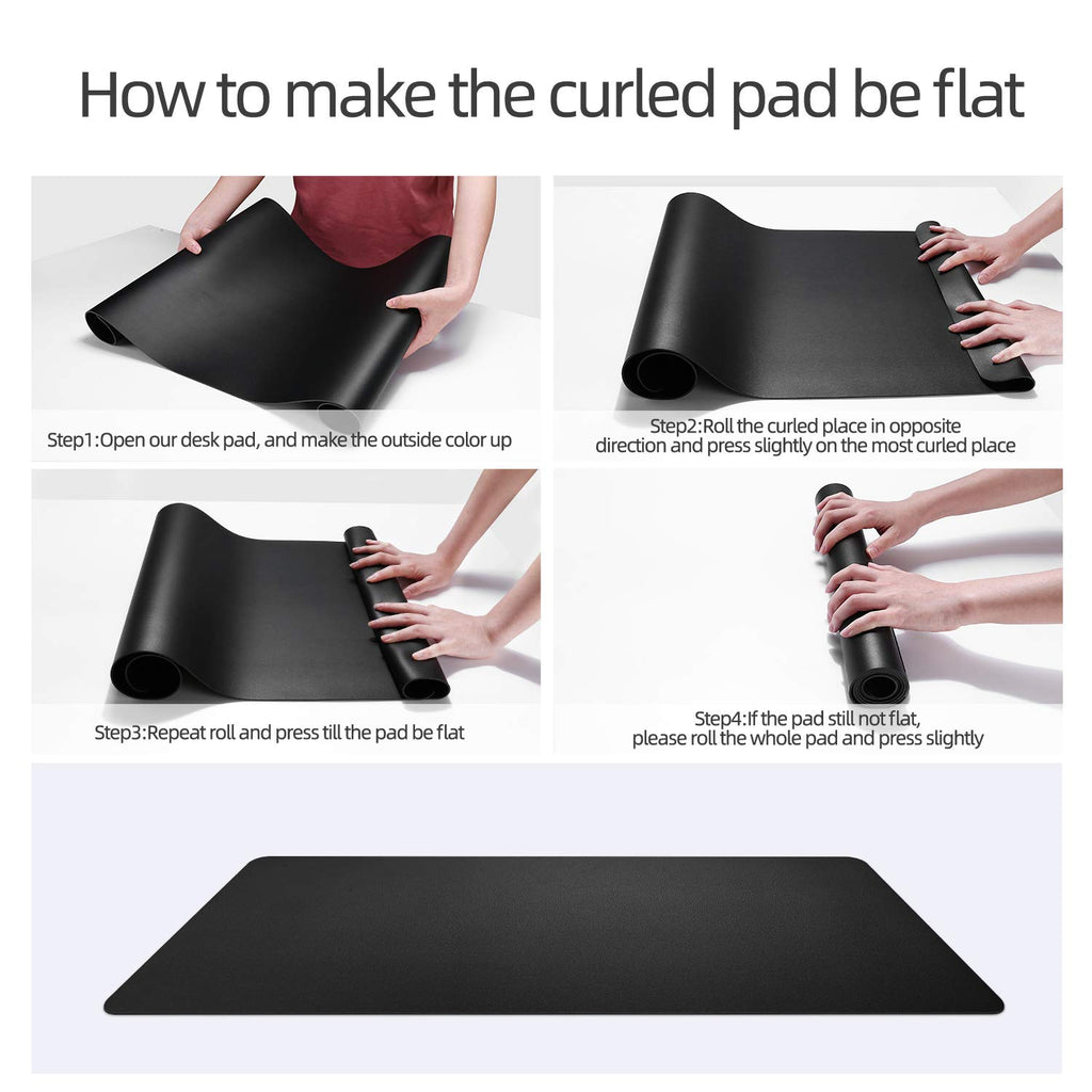 YSAGI Dual-Sided Desk Pad Protector, Desk Mat with Non-Slip - Waterproof PU Leather Office Desk Blotter for Mouse, Keyboard, Writing,31.5" x 15.7", Black