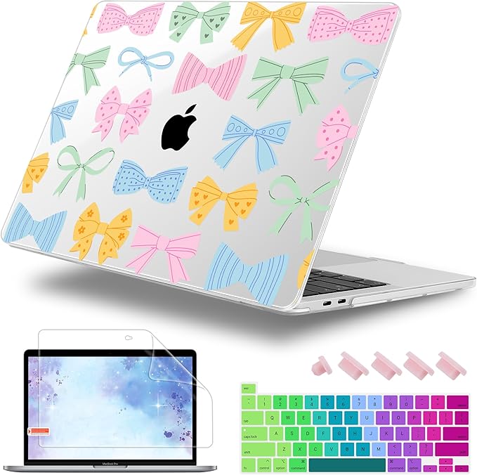 for MacBook Pro 16 inch Case 2019 2020 Release Model A2141, Plastic Hard Shell Cover with Keyboard Cover & Screen Protector for MacBook Pro 16 inch with Touch Bar & Touch ID, Colorful Bow