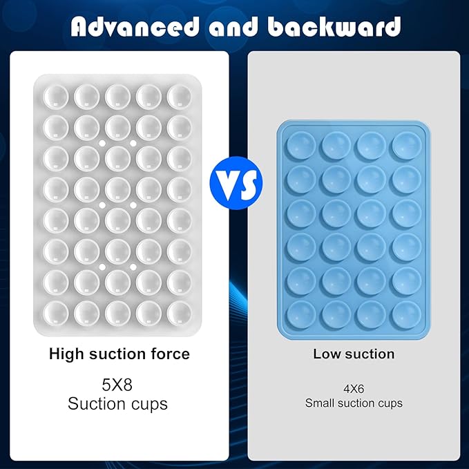 Double Sided Silicone Suction Phone Holder Mount, Silicon Accessory for iPhone and Android, Hands-Free Mirror Shower Phone Holder, TikTok Videos and Selfies (White)