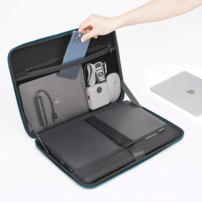 DOMISO 13.3 inch Laptop Sleeve with Handle Shockproof Computer Bag Waterproof EVA Protective Carrying Case for 13-13.3 inch Notebooks/13 MacBook Air/MacBook Pro Retina/Dell XPS 13/HP, Teal