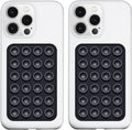 2 Pack Silicone Suction Phone Case Mount, Silicon Adhesive Phone Grip for Smartphones, Hands-Free Mirror Shower Phone Holder for Selfies, Tiktok Videos (Black)