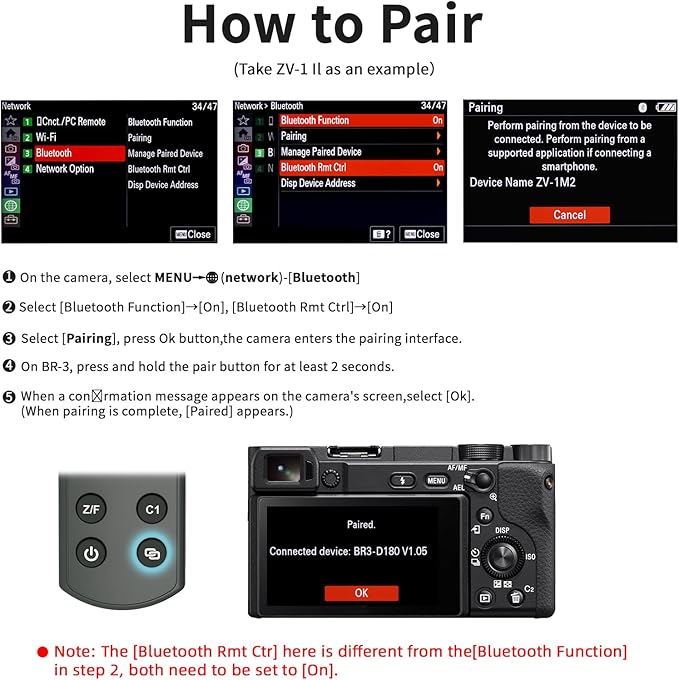 for Sony Camera Wireless Remote Control,Rechargeable Shutter Release with OLED Screen for Sony ZV-1,ZV-E10, A6400, A6700, A7C,A7III,A7IV,RX100 VII, DSC-RX0 II,DSC-RX100 VII, Replace RMT-P1BT