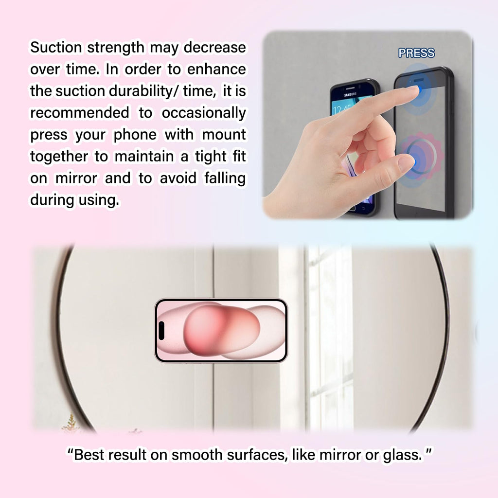 NTidea 2 Pack Double Sided Silicone Suction Cup Phone Case Mount, Hands-Free Silicon Phone Grip with Higher Suction Power for Selfies and Videos, Non Slip Phone Accessories, Rose Red
