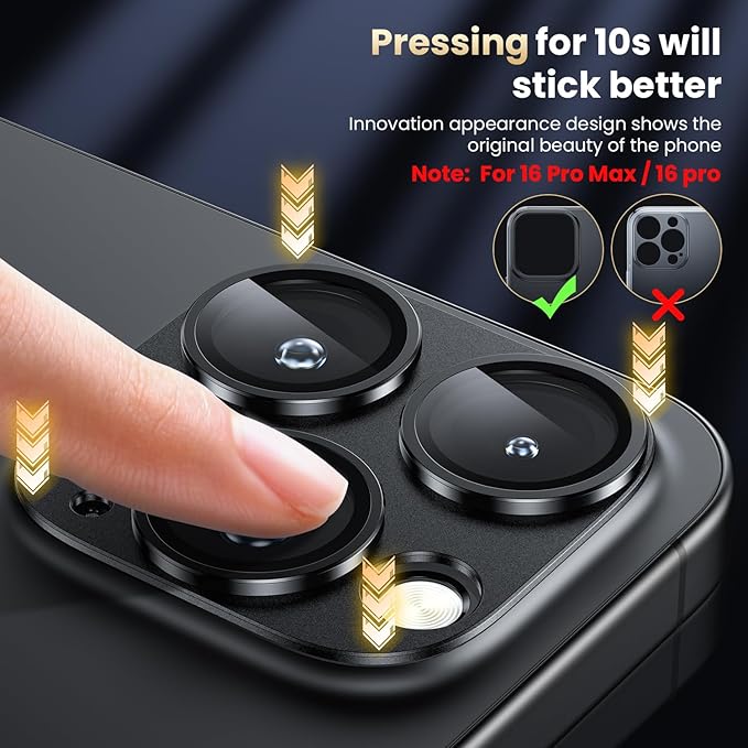 WSKEN for iPhone 16 Pro/iPhone 16 Pro Max Camera Lens Protector - Matte