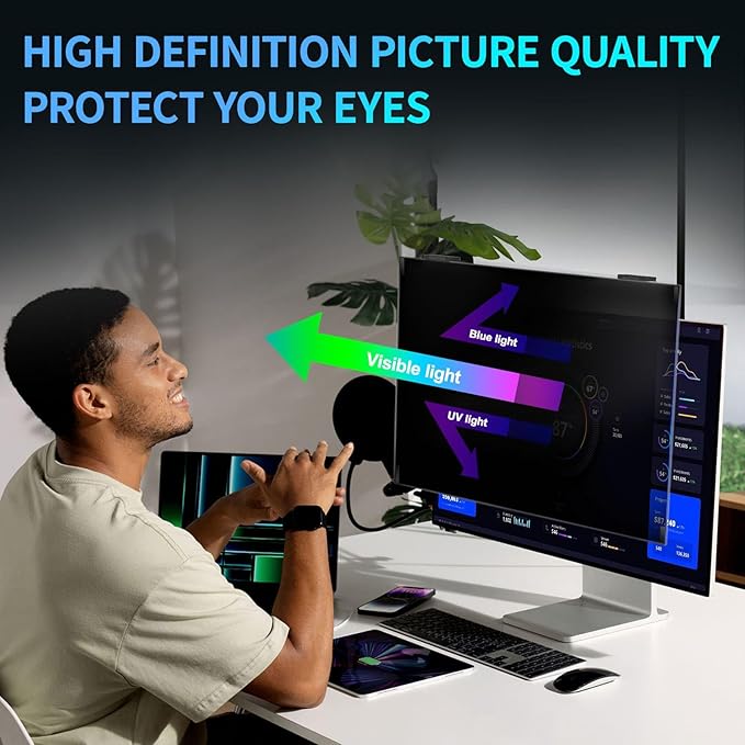 Magnetic Computer Privacy Screen 23.8 inch, Hanging Privacy Screen for Computer Monitor for 16:9 Frameless Monitor, Acrylic Eye Protection Anti Glare Blue Light Computer Screen Privacy Filter