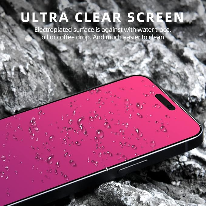 EGKimBa Privacy Screen Protector for iPhone 16, 6.1 inch Gradient Colorful Electroplated Anti-Spy Anti-Blue Light Easy Installation Tempered Glass