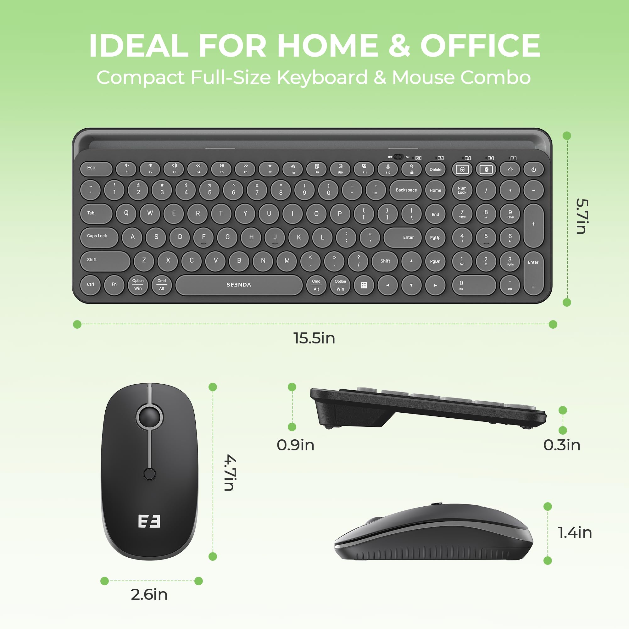seenda CTU-301 Bluetooth Keyboard and Mouse Combo for iPad,Black