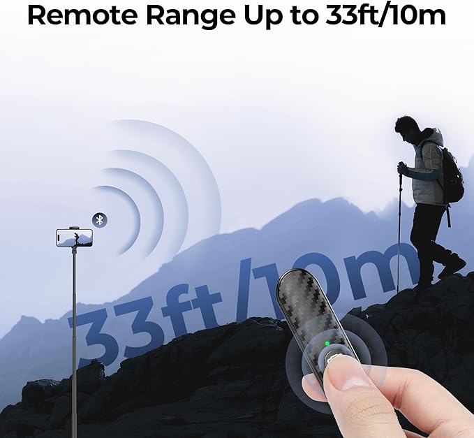 ATUMTEK Bluetooth Remote Shutter, Carbon Fiber Design, Rechargeable Camera Remote Control for iOS & Android Smartphones, Compact and Portable, with Type-C Charging, 10m Remote Range, Bluetooth 5.0