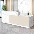 Reception Desk with Counter Modern Checkout Counter with Lockable Drawer Keyboard Tray Receptionist Desk for Office Salon Reception Table N Right 71inch/180cm