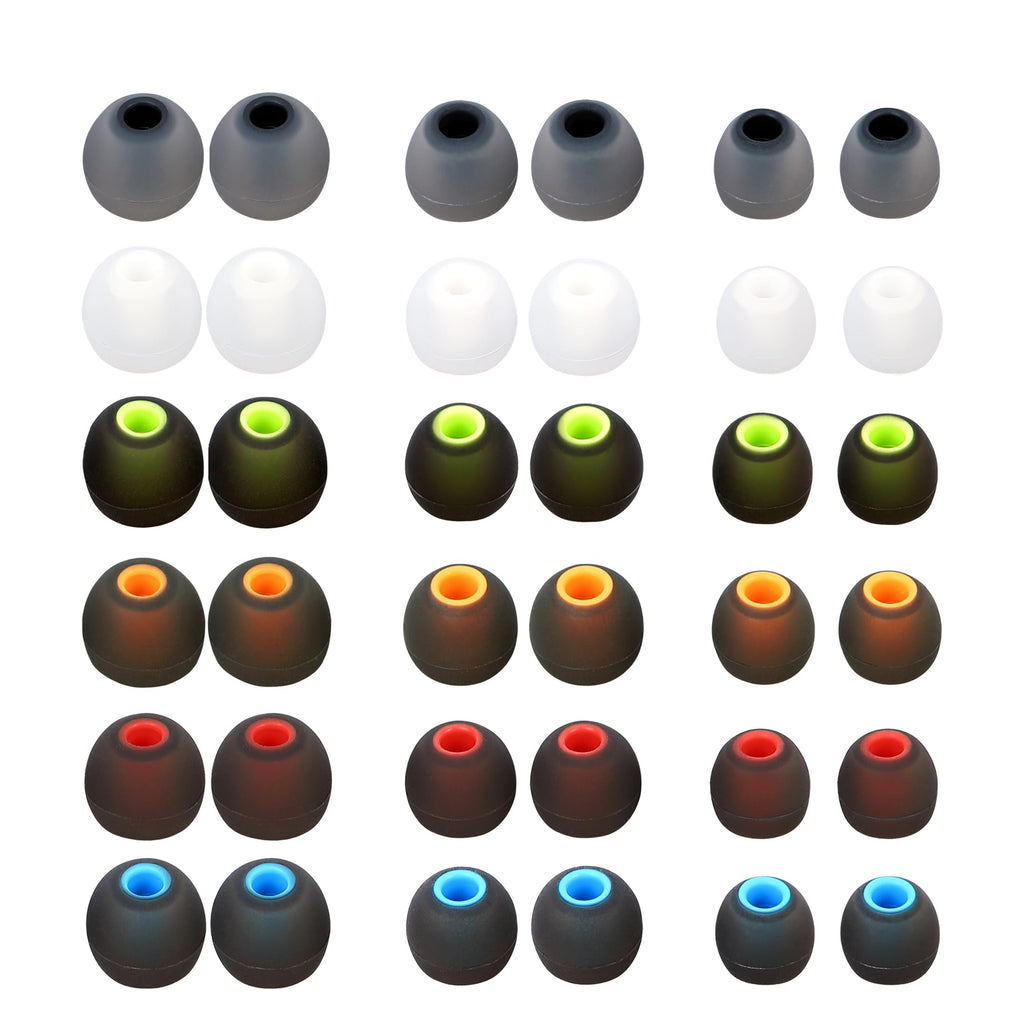 MQIMY Silicone Earbud Tips Replacement - Fit Most Earbuds (Inner Hole 3.8mm - 5.1mm) - 9 Pairs S M L
