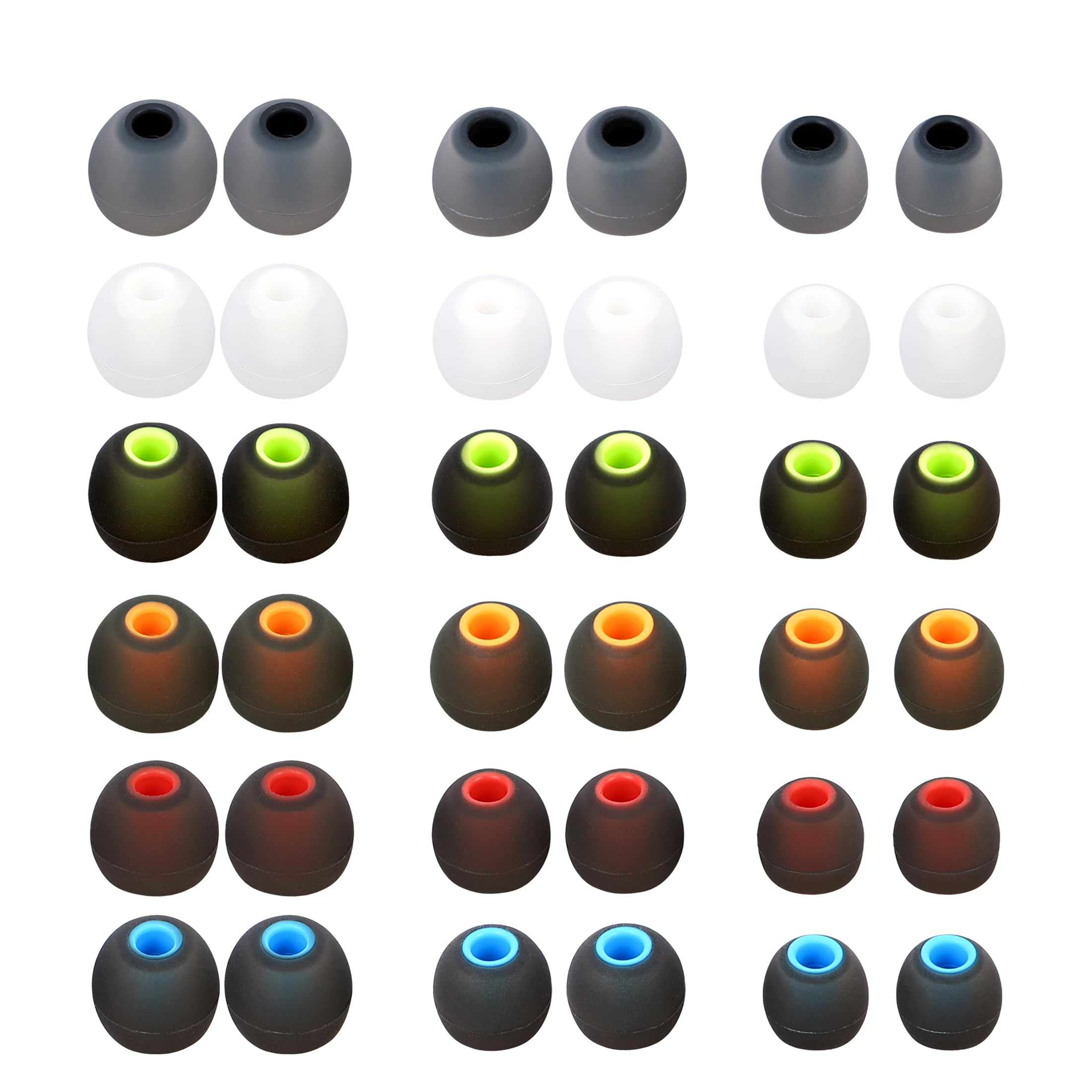 MQIMY Silicone Earbud Tips Replacement - Fit Most Earbuds (Inner Hole 3.8mm - 5.1mm) - 9 Pairs S M L