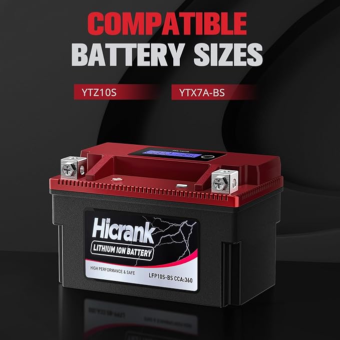 YTZ10S Lithium 12V 6Ah 360CCA LiFePO4 Motorcycle Battery, Powersports Battery for Honda KTM Yamaha Harely, Fit ATV, UTV, Scooter, Motocross, Lawn Mower, Jet Ski, Motorboat
