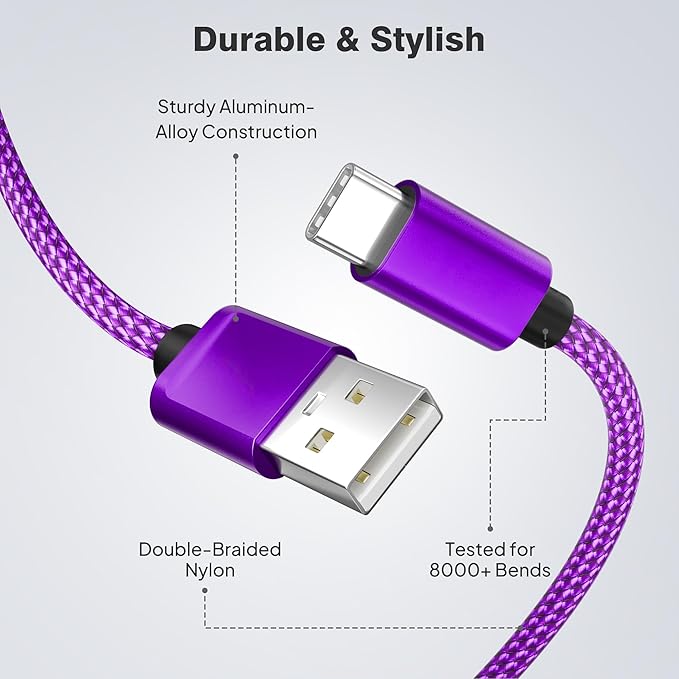Elebase for iPhone 16 Pro Max Car Charger Cable 1.5/3.3/6.6FT 3 Pack,Type C Charging Cord for Car iPhone 16 Plus 15,Kindle Fire HD 2022 12th,10 9th,8 10th Generation,Samsung Galaxy S24,S23,A54 Flip 6