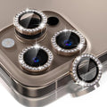 Choiche Compatible for iPhone 16 Pro/iPhone 16 Pro Max Camera Lens Protector Bling, 9H Tempered Glass Camera Cover Screen Protector Metal Ring Decoration Accessories (Diamond-Titanium Desert)