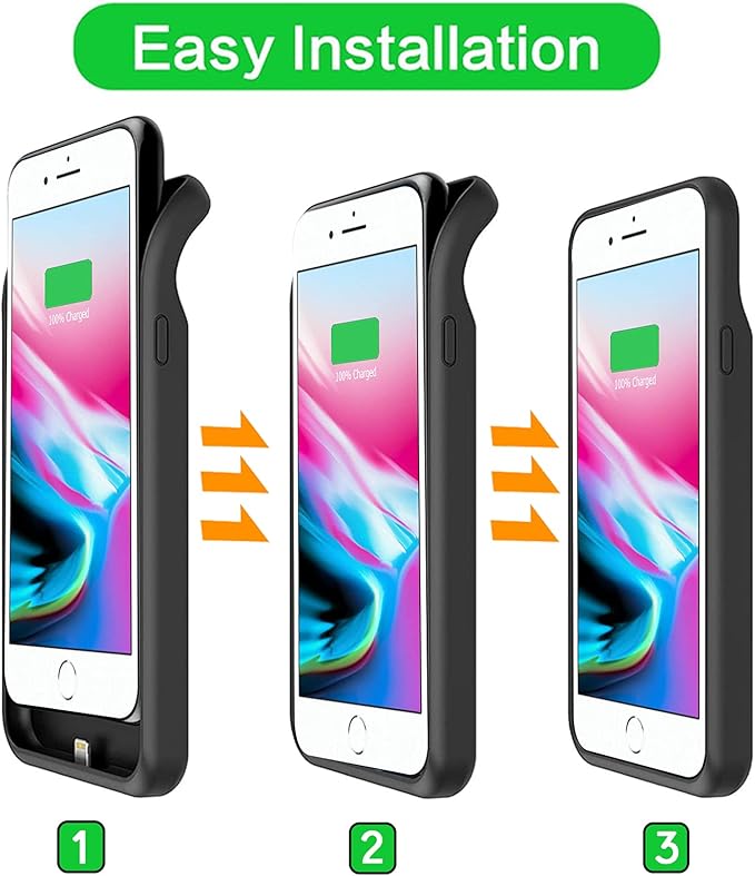 Battery Case for iPhone 6 Plus/6s Plus/7 Plus/8 Plus, 10000mAh Portable Battery Pack Rechargeable Smart Charger Case Compatible with iPhone 6 Plus/6s Plus/7 Plus/8 Plus (5.5 inch) Battery Case (Black)