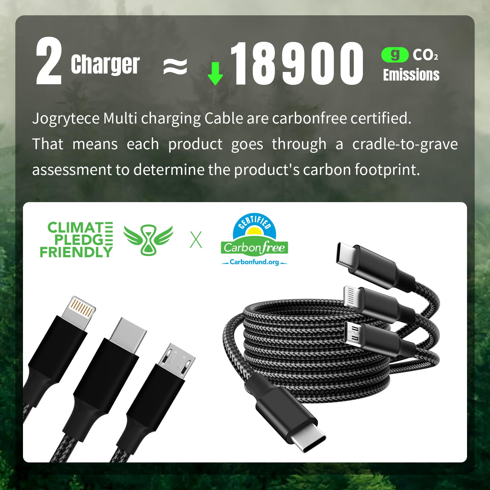 3 in 1 Multi Charging Cable, USB Cable Universal Charger, 2Pack 4FT
