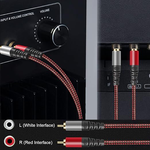 RCA Cable 5Ft,2Rca Male to 2-RCA Male Audio Stereo Subwoofer Cable [Hi-Fi Sound] Nylon-Braided Auxiliary Audio Cord for Home Theater, HDTV, Amplifiers, Hi-Fi Systems,Speakers and etc (5Ft)