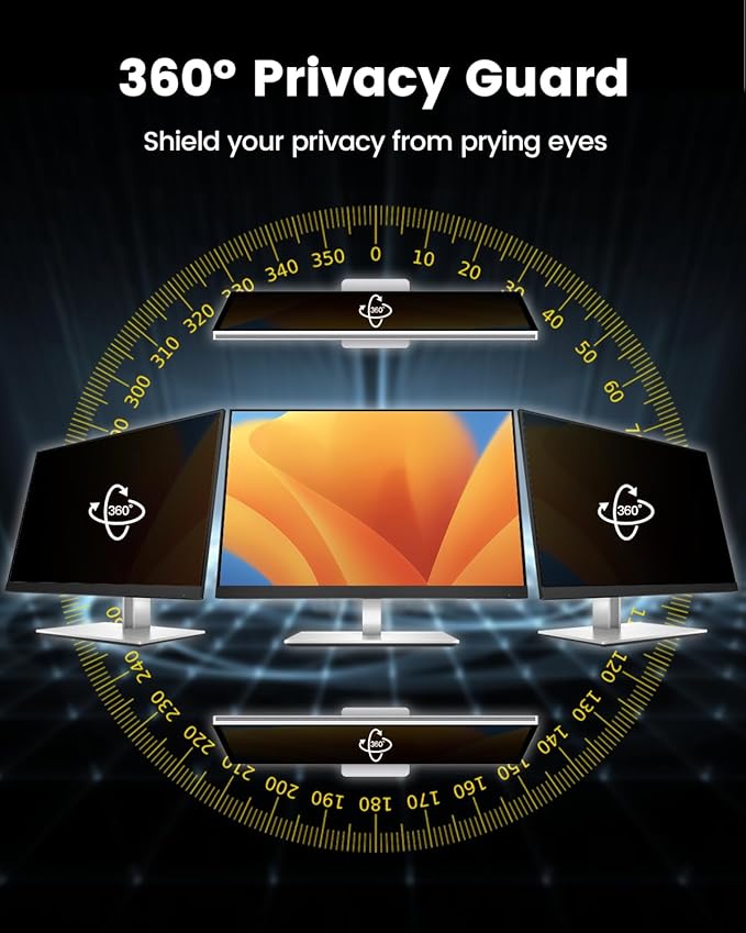 F FORITO 22 Inch 16:10 360°Privacy Screen Protector for Computer Monitor, Removable Eye Protection Anti Blue Light Anti Glare Computer Screen Privacy Shield for 22" Widescreen Monitors