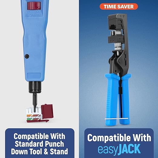 Everest 90° Angled RJ45 Cat6A Keystone Jacks 50-Pack in Red - Slim Profile Female RJ45 Connectors - Cat 6A Keystone Jack - Compatible with 90° Angled Speed Termination Tool - easyJACK (B094WB91H3)