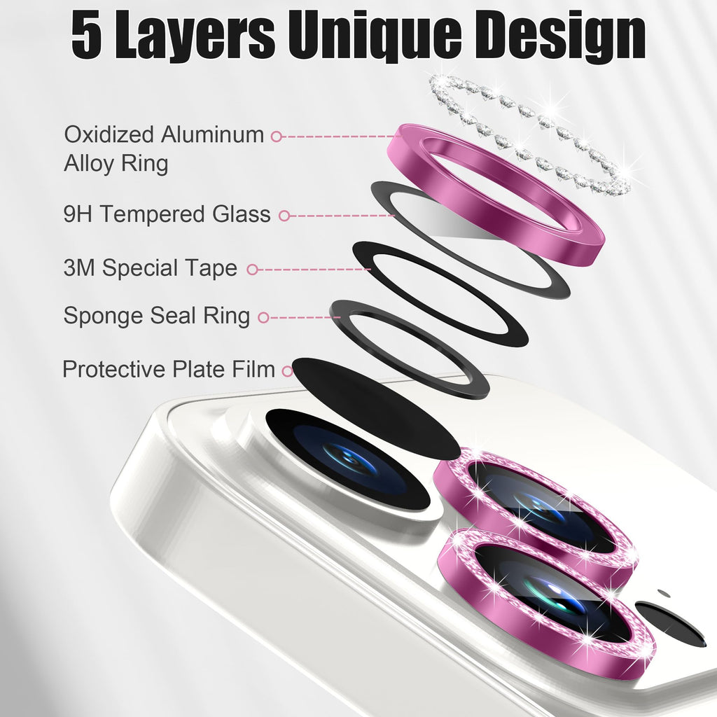 AGVEE 3+3 6 Pack for iPhone 15 Pro & Max Camera Lens Protector Cover