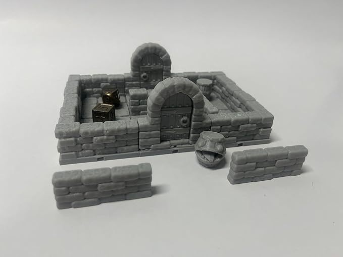 Miniature RPG Modular Tile System 18mm or 28mm DND Terrain Building Accessories for Tabletop Role Playing Scenes, Paintable (Standard Edition (6 Tiles with 12 Accessories))