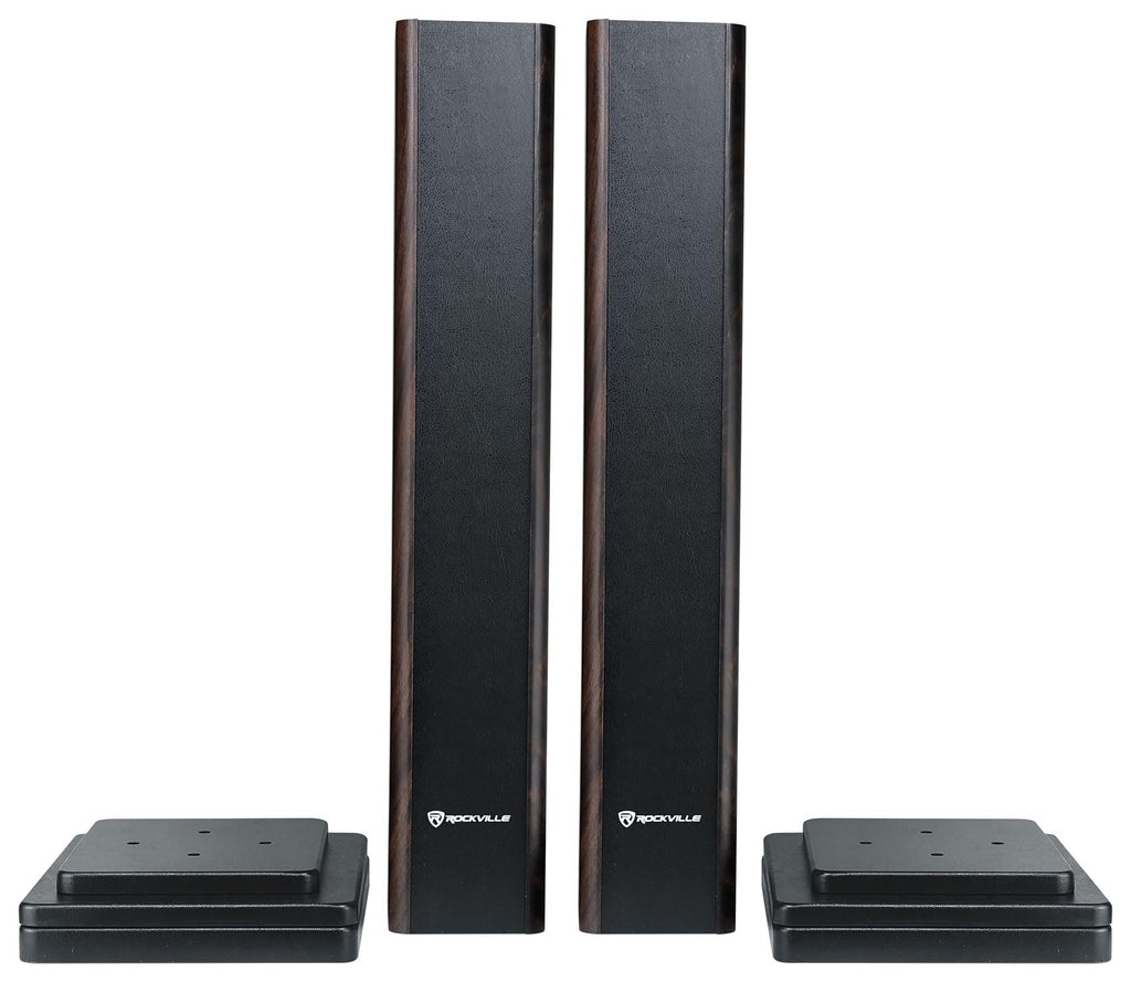 Rockville RHT28D Pair 28" Bookshelf Home Theater Speaker Stands, Dark Wood