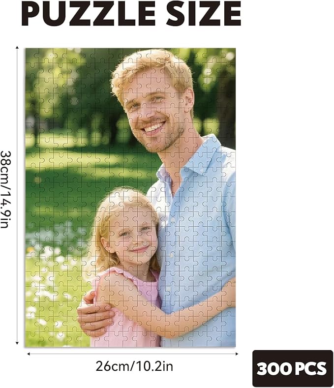 Custom Puzzles from Photos, Personalized Natural Wood Puzzle with 120/200/300/500/1000 Pieces, Customized Jigsaw Create Timeless Memories for Adults, Family, Father's Day, Lover, Pet